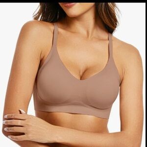 Tan Seamless Wire-Free Bra with Wide Straps